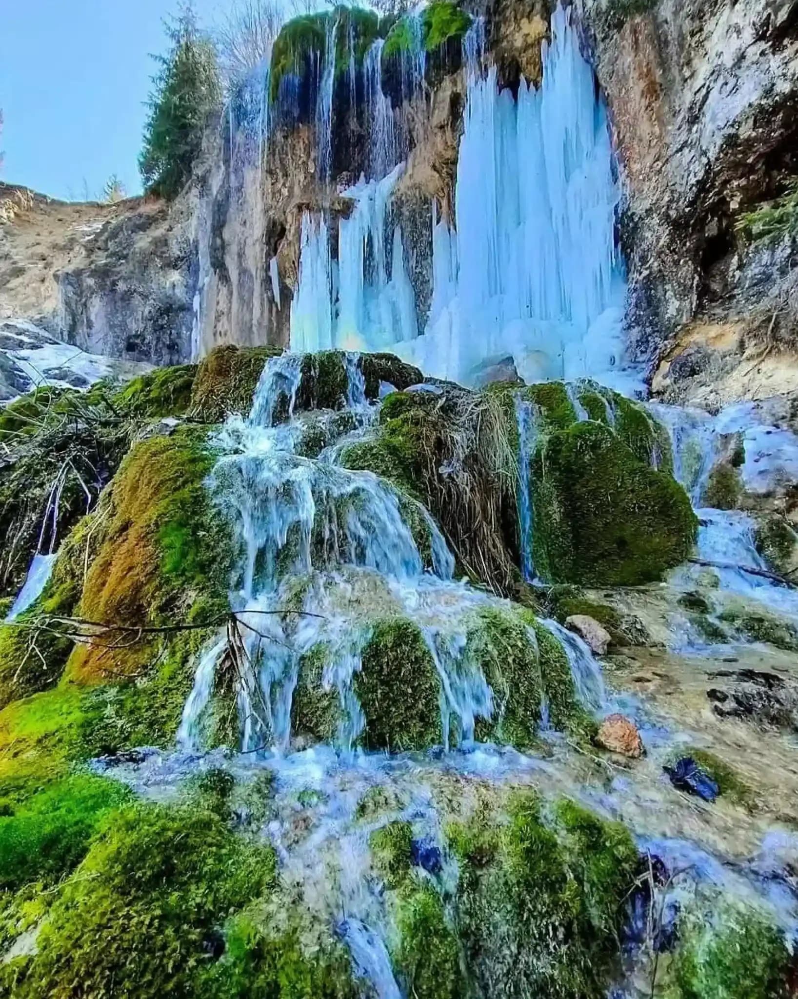 Winter view of the waterfall